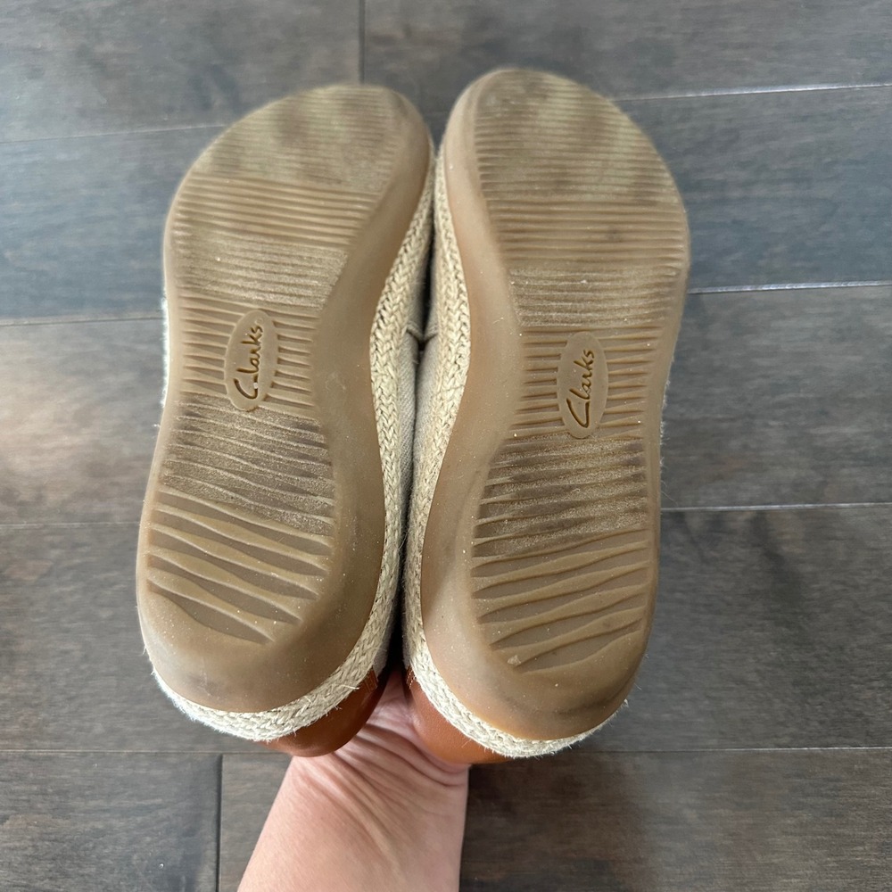 Clarks Collection Womens Canvas Espadrille Loafer Slip On Shimmer Nautical Tan 7 - Picture 7 of 7